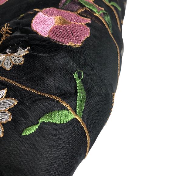 H&M Skirt Womens 8 Black Mesh Floral Embroidery Lined Boho Cottagecore Coquette‎ - Picture 12 of 16